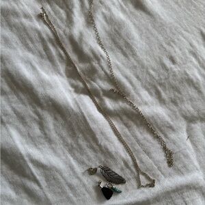 Pandora Silver Feather Pendant Necklace sets